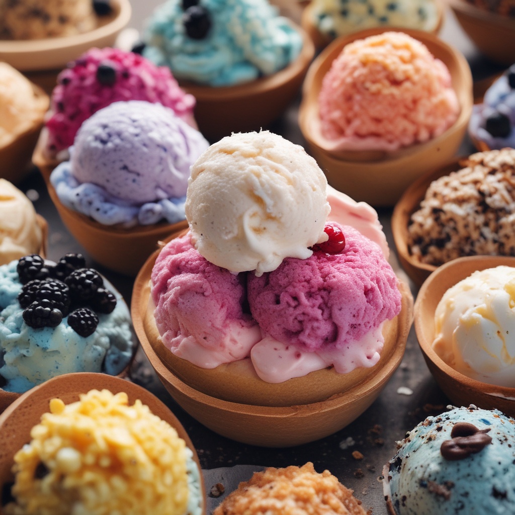 Gourmet ice cream with toppings