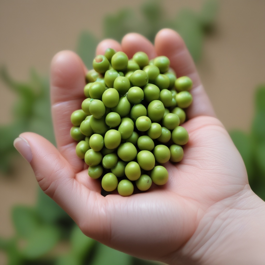 Handful of soybeans